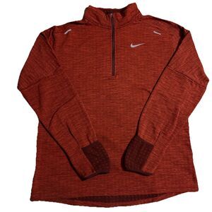Nike Running Sweater Womens Large Orange Quarter Zip